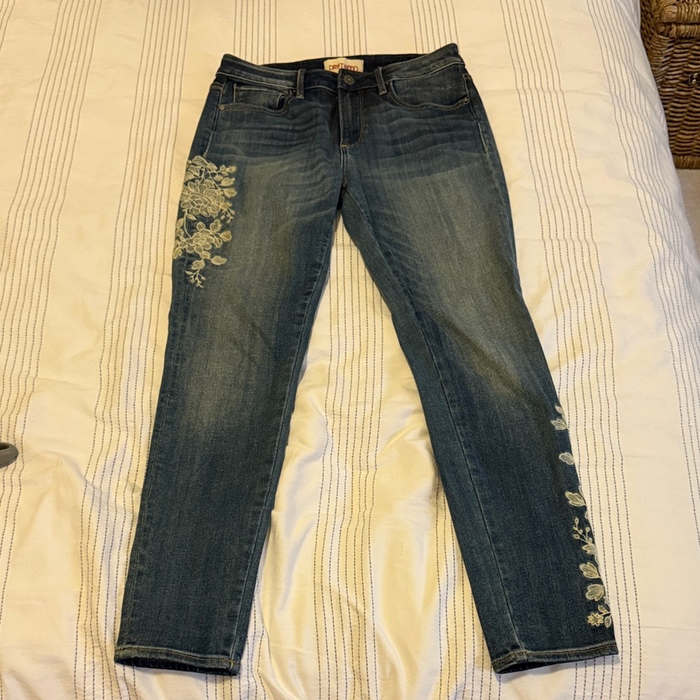 DRIFTWOOD Denim Skinny Jeans with Floral Embroidery